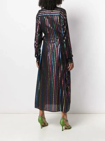 Shop Attico Metallic Striped Dress In 100 Black