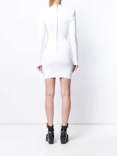 Shop Balmain Button Embellished Quilted Dress In White