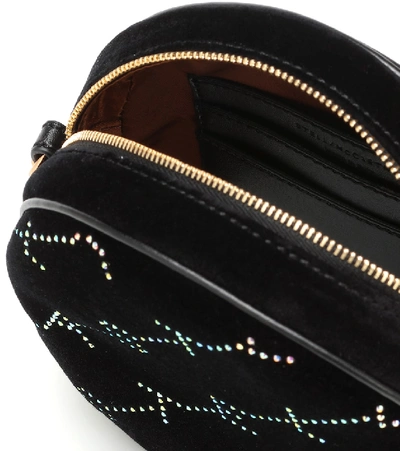 Shop Stella Mccartney Mini Round Monogram Shoulder Bag In Black