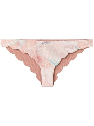 Shop Marysia Marble Print Bikini Bottoms In Pink