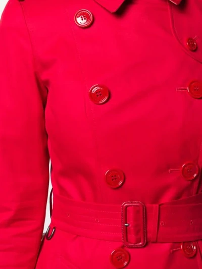 Shop Burberry Gabardine Trench Coat In Red