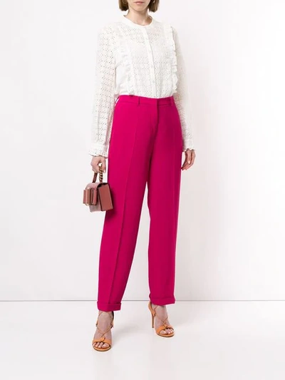 Shop Rochas Turn-up Cuff Trousers In Pink