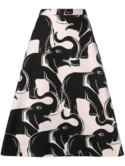 Shop Lanvin Geometric Print Skirt In Black