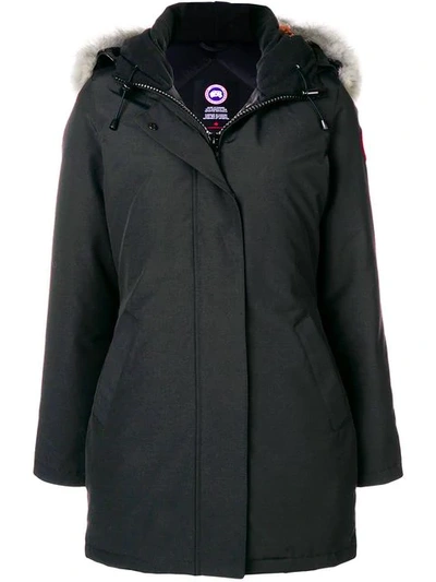 Shop Canada Goose Hooded Fitted Coat In Black