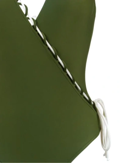 Shop Adriana Degreas Wrap-style Swimsuit In Green