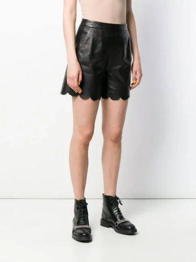 Shop Red Valentino Red(v) Scalloped Trim Shorts In Black