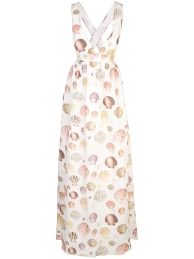 Shop Agua By Agua Bendita Sea Shell Print Maxi Dress In White