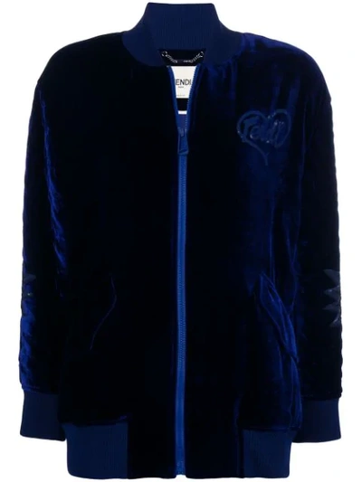 Shop Fendi Bomber Jacket In Blue