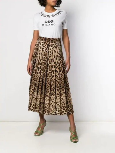 Shop Dolce & Gabbana Leopard Print Pleated Maxi Skirt In Brown