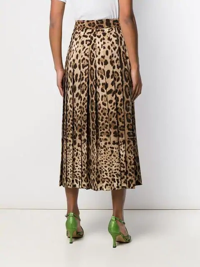 Shop Dolce & Gabbana Leopard Print Pleated Maxi Skirt In Brown