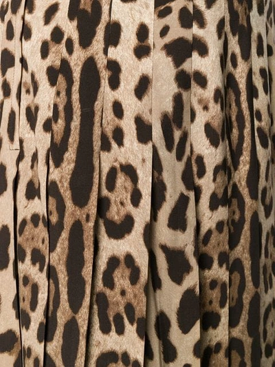 Shop Dolce & Gabbana Leopard Print Pleated Maxi Skirt In Brown