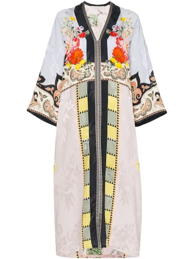 Shop Etro Floral Print Patchwork Kaftan Dress In Multicoloured