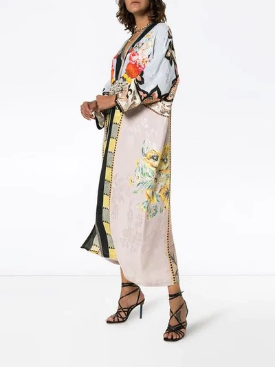 Shop Etro Floral Print Patchwork Kaftan Dress In Multicoloured