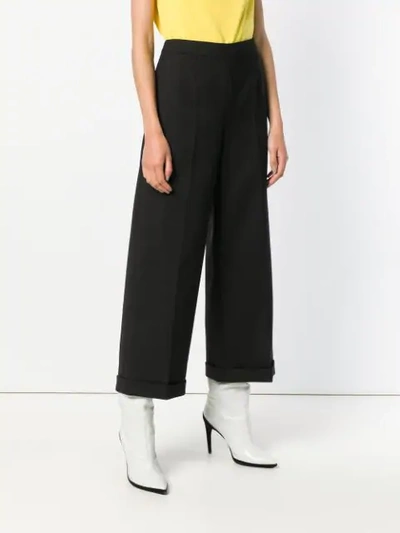 Shop Mm6 Maison Margiela Tailored Wide Leg Cropped Trousers In Black