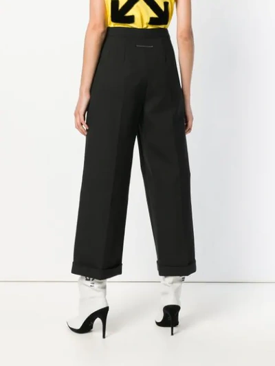 Shop Mm6 Maison Margiela Tailored Wide Leg Cropped Trousers In Black