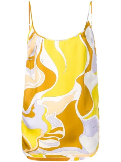 Shop Emilio Pucci Rivera Print Silk Camisole In Yellow