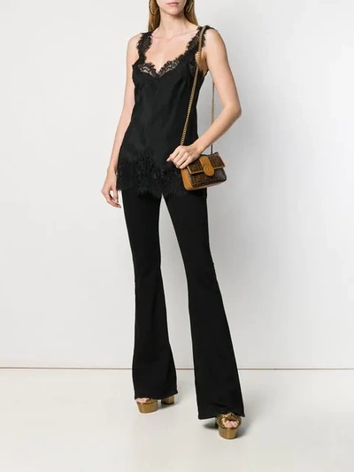 Gold Hawk Lace Trim Tank Top In C26 Black Black