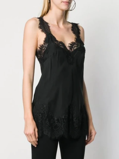 Gold Hawk Lace Trim Tank Top In C26 Black Black