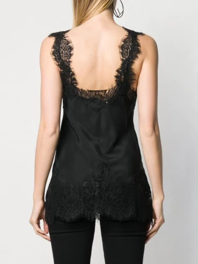 Gold Hawk Lace Trim Tank Top In C26 Black Black