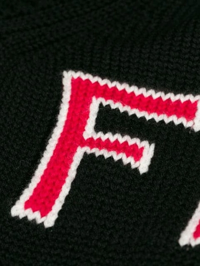 Shop Fendi Front Logo Sweater In Black