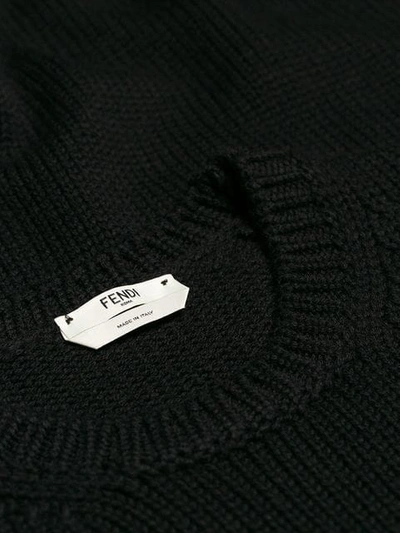 Shop Fendi Front Logo Sweater In Black