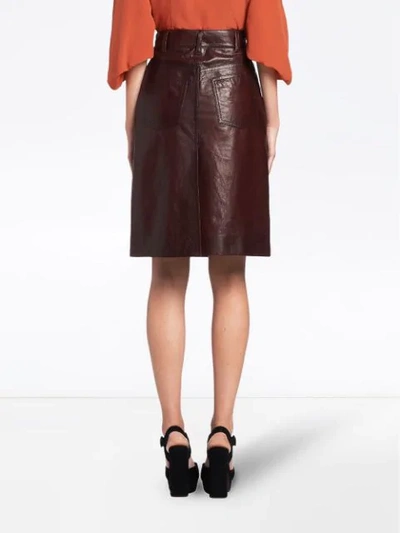 Shop Prada Matte Nappa Skirt In F0007 Burgundy