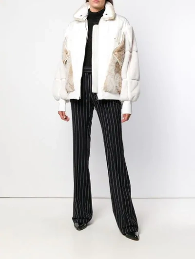 Shop Tom Ford Faux Fur Bomber Jacket In White