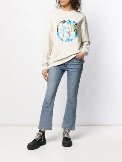 Shop Alberta Ferretti Contrast Print Sweatshirt In Neutrals