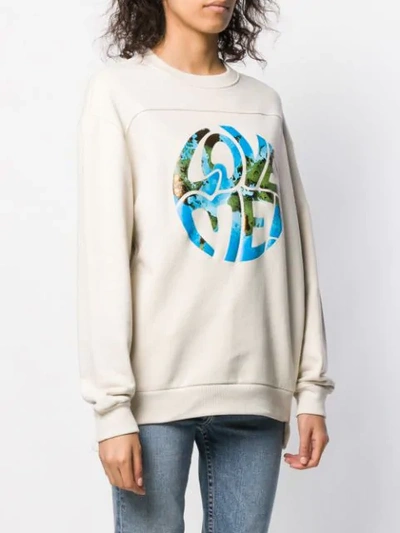 Shop Alberta Ferretti Contrast Print Sweatshirt In Neutrals