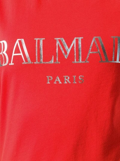 Shop Balmain Logo-print Tank Top In Red