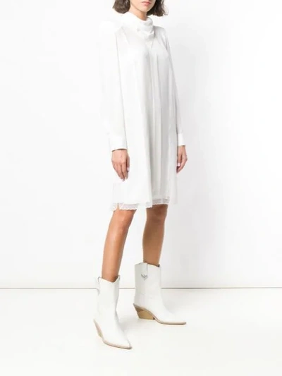 Shop Fendi Handkerchief Collar Dress In White