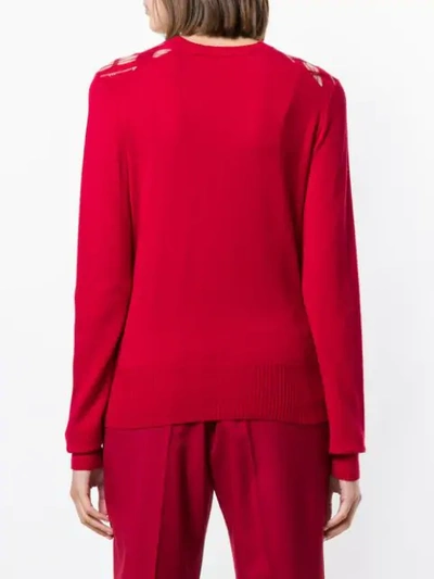 Shop Marni Diagonal Striped Jumper In Red