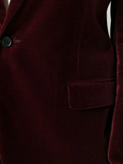 Shop Saint Laurent Peaked Lapel Velvet Blazer In Red