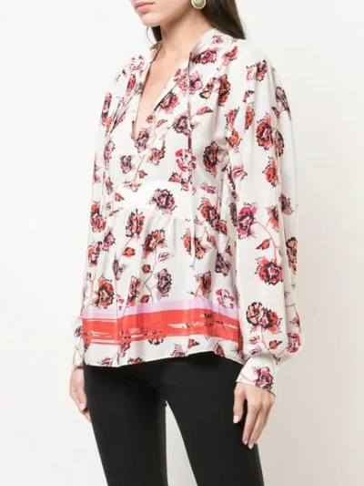 Shop Derek Lam 10 Crosby French Floral Print Blouse In White