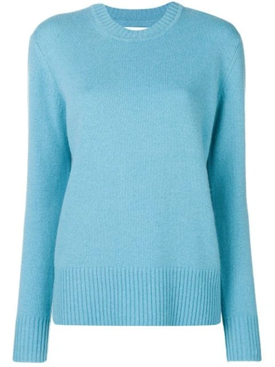 Shop Calvin Klein Long-sleeve Fitted Sweater In Blue