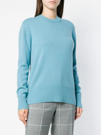 Shop Calvin Klein Long-sleeve Fitted Sweater In Blue