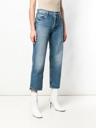 Shop Mother Thrasher Cropped Jeans In Blue