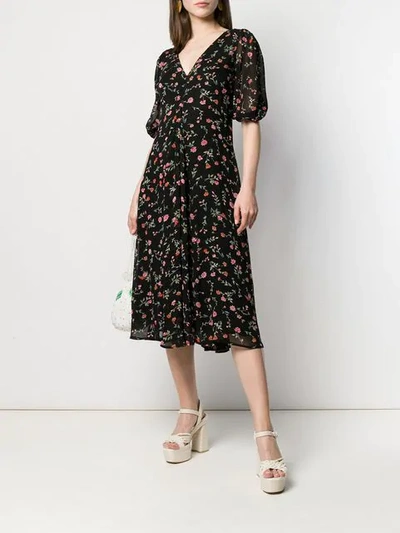 Shop Ganni Floral Print Dress In Black