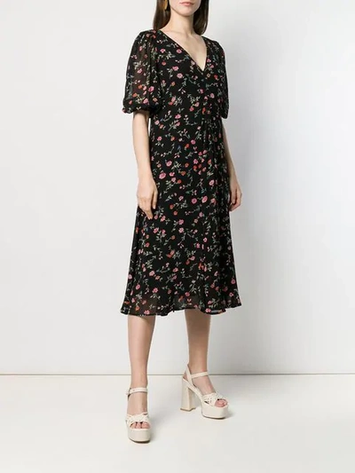 Shop Ganni Floral Print Dress In Black