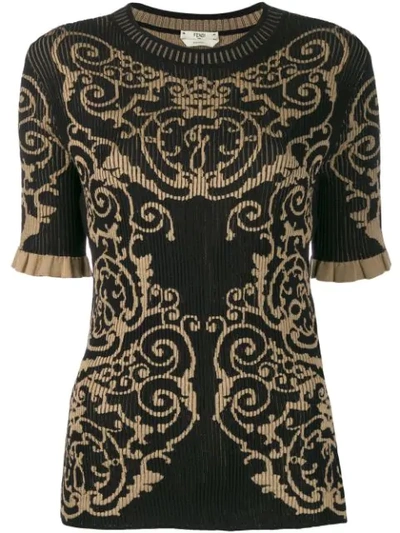 Shop Fendi Knitted  Brocade Shirt In F0gme-black