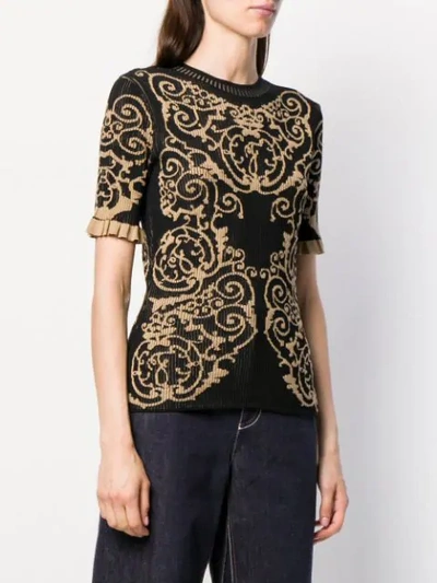 Shop Fendi Knitted  Brocade Shirt In F0gme-black