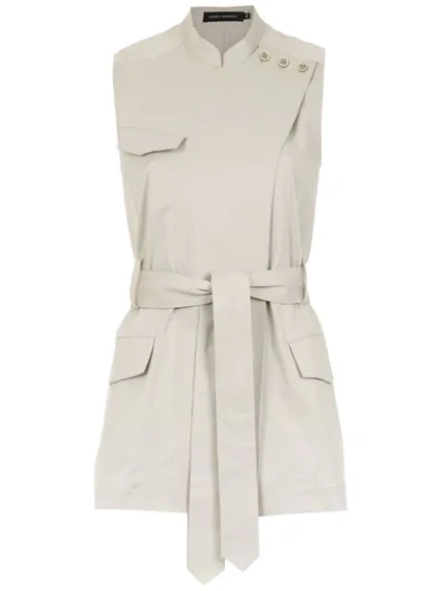 Shop Andrea Marques Belted Gilet In Neutrals