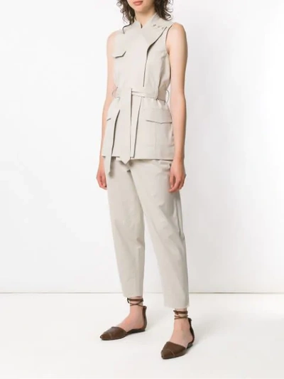 Shop Andrea Marques Belted Gilet In Neutrals