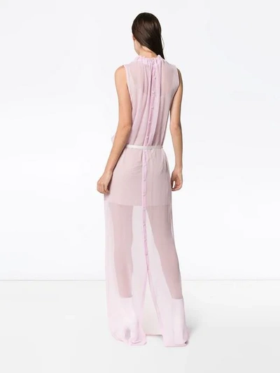 Shop Ann Demeulemeester Sheer Maxi Dress In Pink