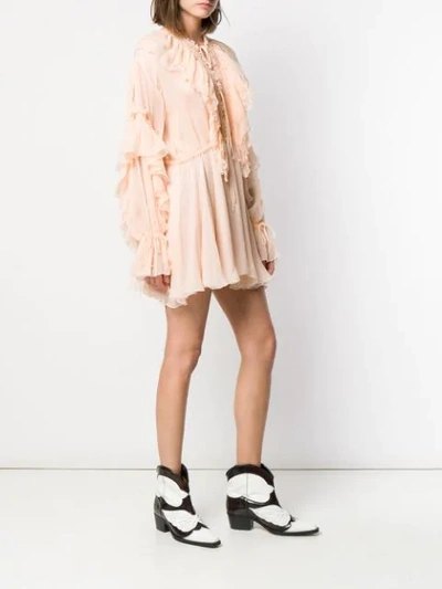Shop Redemption Ruffled Design Mini Dress In Neutrals