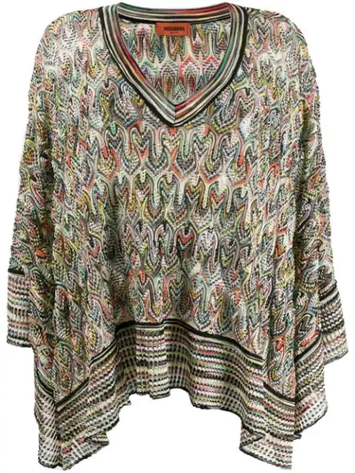 Shop Missoni Abstract Pattern Knit Poncho In Sm0d1