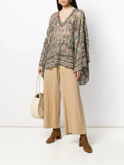 Shop Missoni Abstract Pattern Knit Poncho In Sm0d1