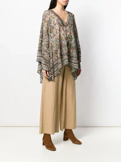 Shop Missoni Abstract Pattern Knit Poncho In Sm0d1