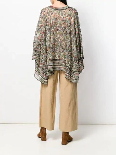 Shop Missoni Abstract Pattern Knit Poncho In Sm0d1