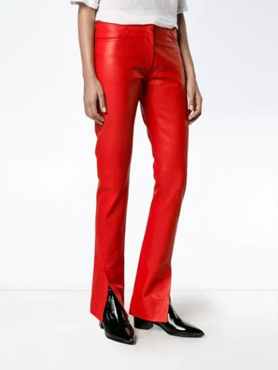 Shop Loewe Straight Leather Pants In Red